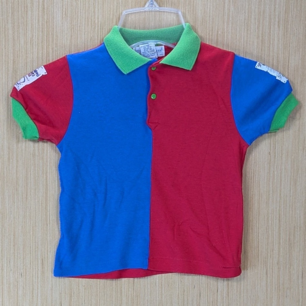 Vintage OshKosh B'Gosh Kids Color Block Polo Shirt 4T Splasharoni Brothers‎ USA